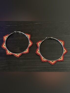 60mm Stainless Steel Handmade Seed Bead Hypoallergenic Hoop Earrings - 5 designs